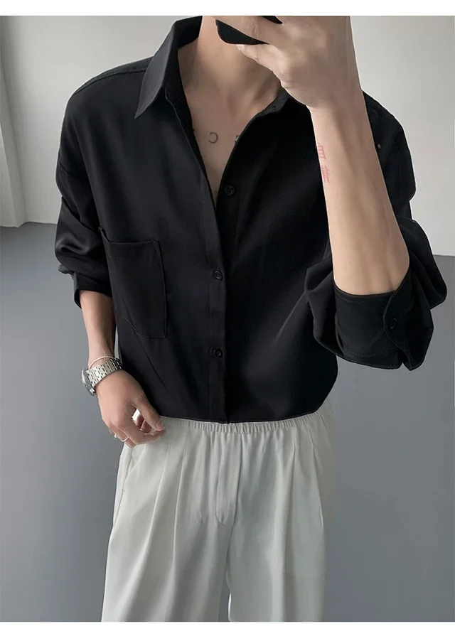 NASA Men's Loose Solid-Long Sleeve Shirt Detail