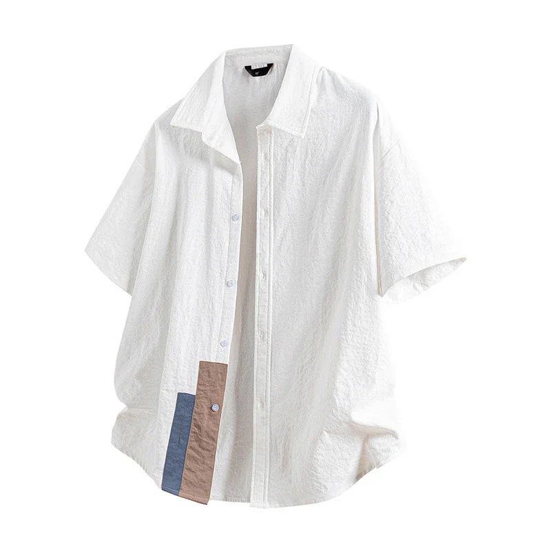 Summer Men's Short Sleeve Shirt: Trendy & Retro