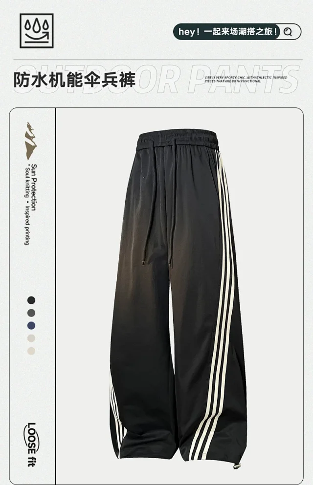Men's Retro Striped Cargo Pants Detail
