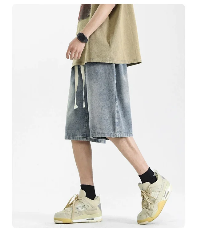 Men's Denim Shorts 2025 High Street Yellow Detail