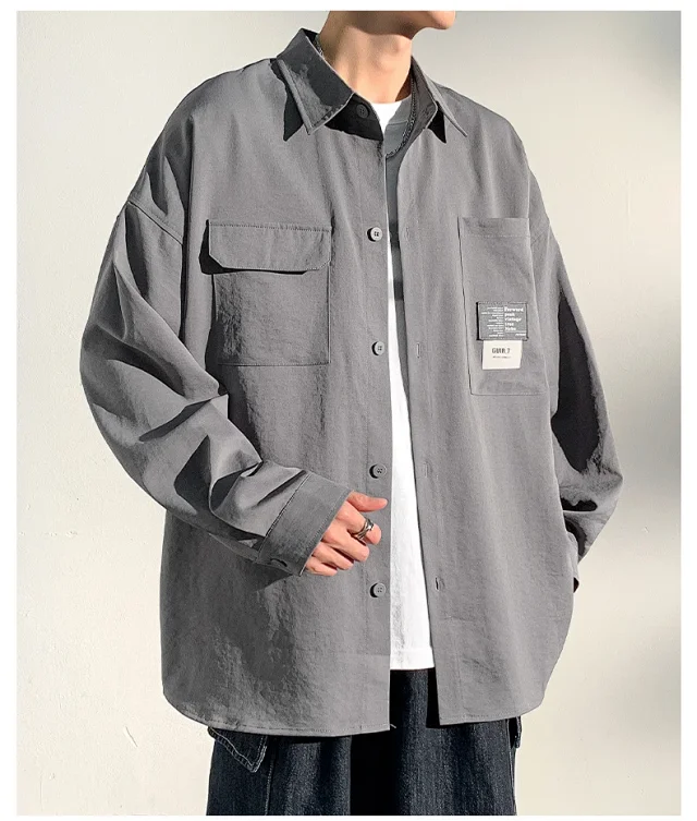 2025 Autumn Hong Kong Style Men's Workwear Shirt Detail