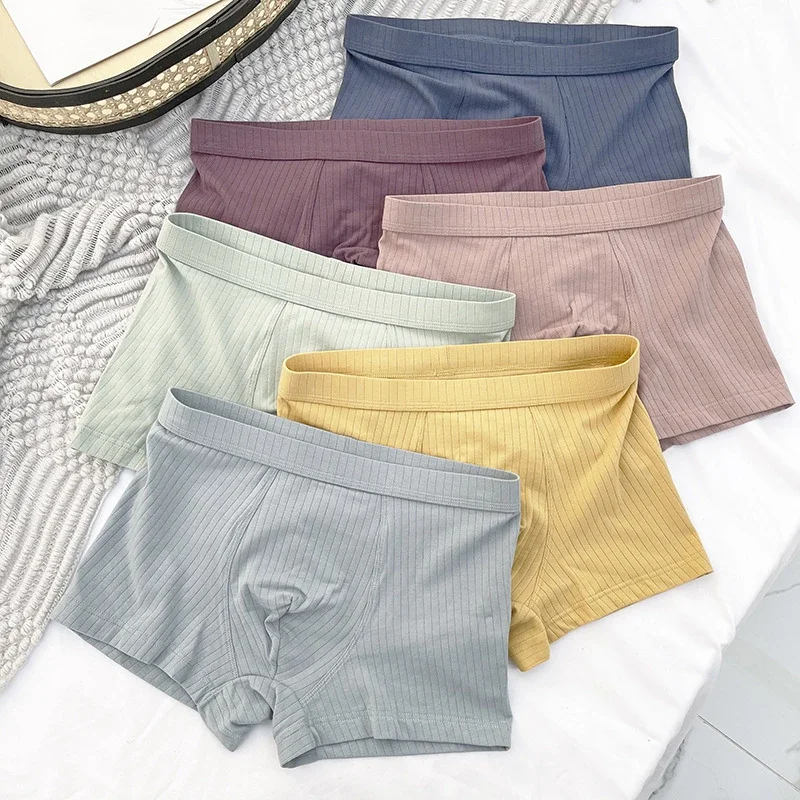 Men's Cotton Breathable Striped Boxer Briefs