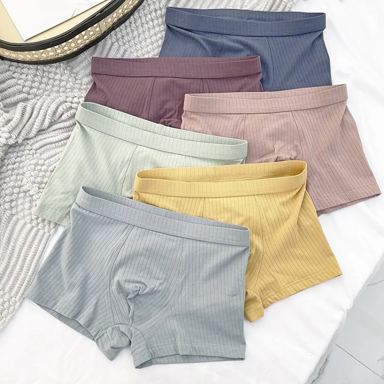 Men's Cotton Breathable Striped Boxer Briefs