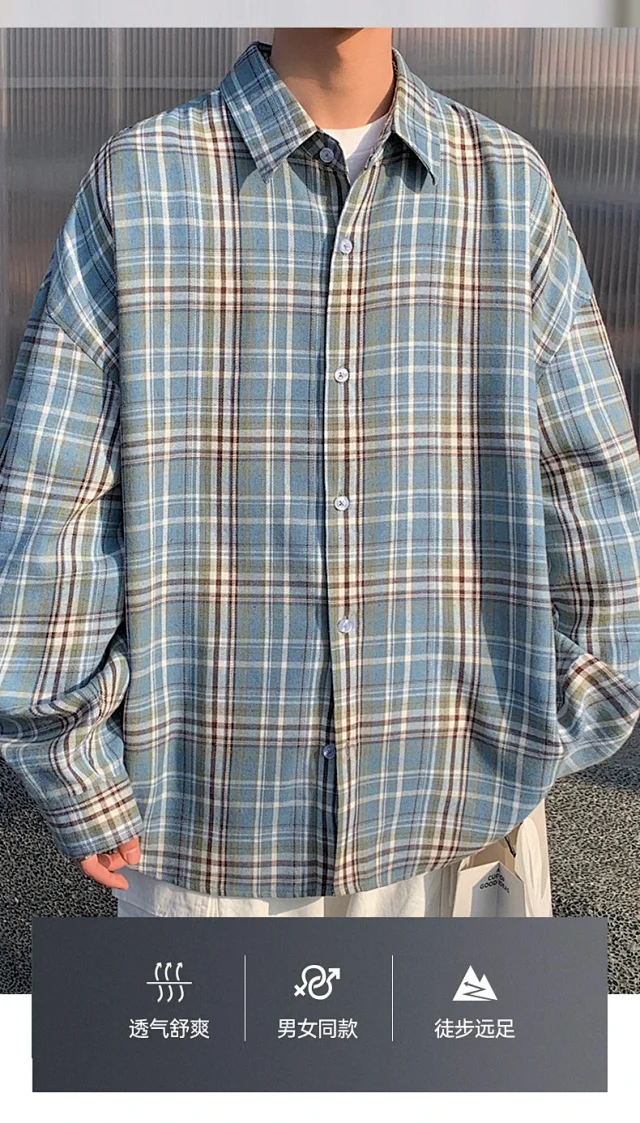 Unisex Retro Plaid Shirt Jacket Detail