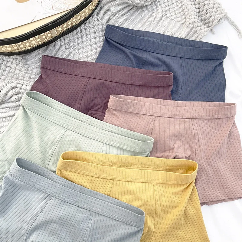 Men's Cotton Breathable Striped Boxer Briefs