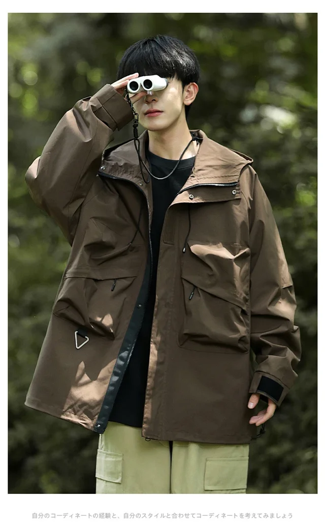 Solid Outdoor Windproof Waterproof Hooded Jacket Detail