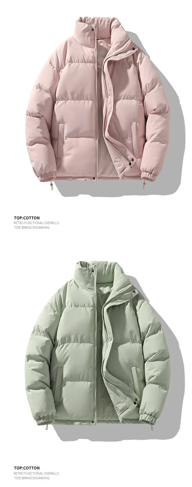 Winter New Collar Cotton Padded Jacket Couple Bread Coat Detail