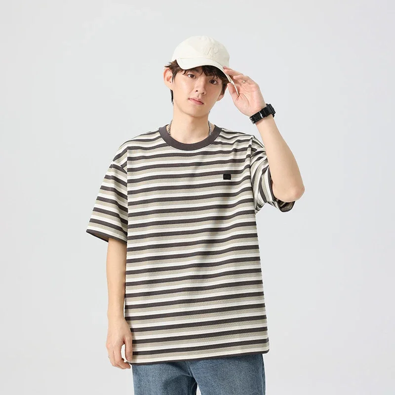 2025 Men's Striped Color - Blocked Tee