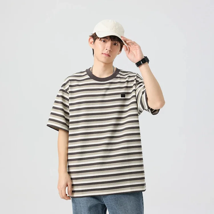 2025 Men's Striped Color - Blocked Tee
