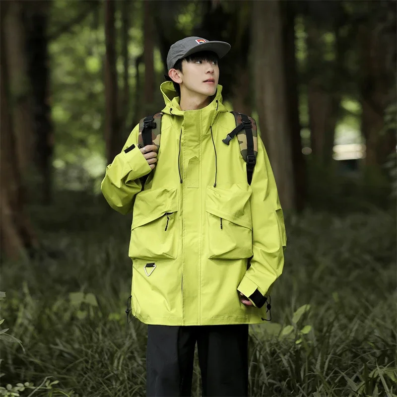 Solid Outdoor Windproof Waterproof Hooded Jacket