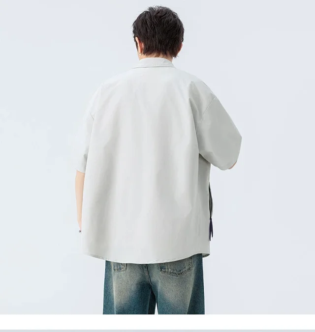 Men's Summer Short-sleeve Hong Kong-style Shirt Detail