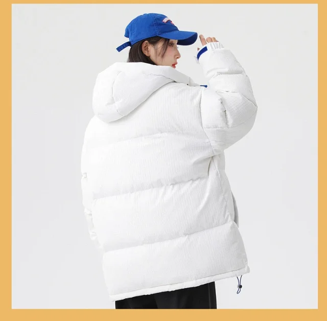 Men's Winter White Down Puffer Jacket Detail