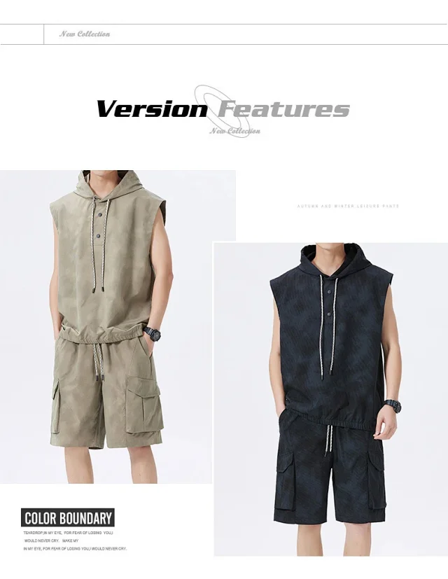 Men's Summer Sportswear Set with Vest & Shorts Detail