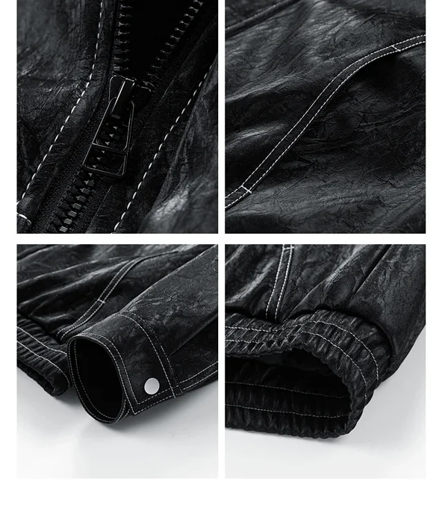 Autumn Streetwear Biker Jacket Detail