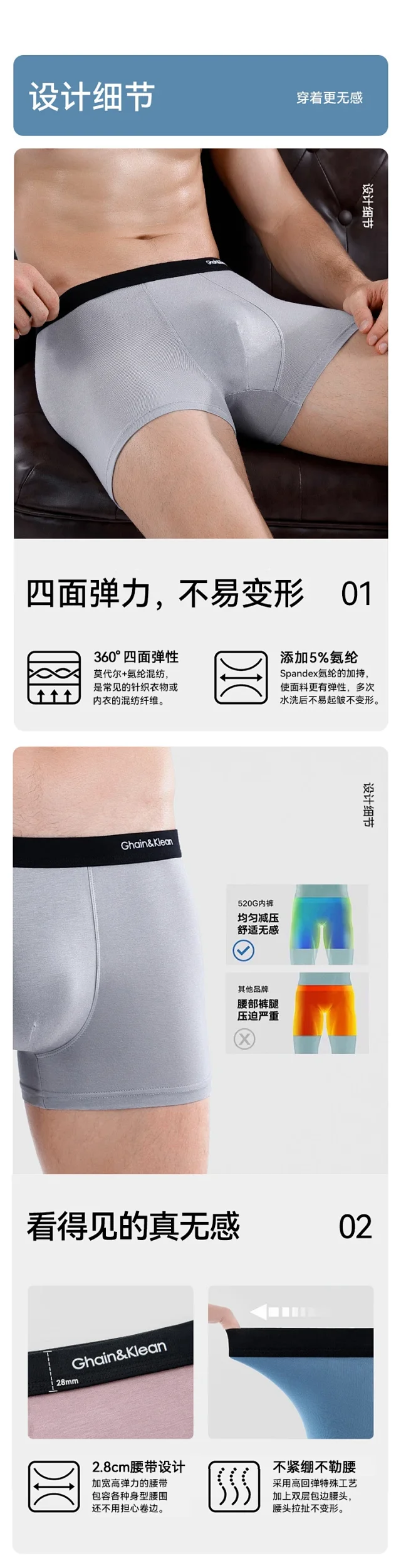 2025 Summer Modal Men's Boxer Briefs Detail