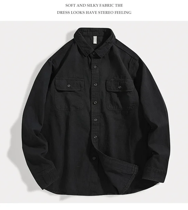 Autumn Retro Multi - Pocket Work Shirt Detail