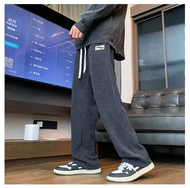 Autumn New Japanese Retro Corduroy Wide Leg Pants for Men Detail