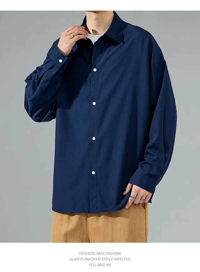 Men's 2025 Autumn Solid Long-sleeve Shirt Detail