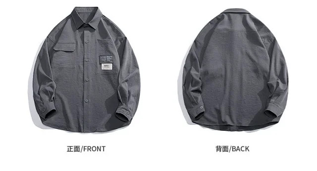 2025 Autumn Hong Kong Style Men's Workwear Shirt Detail