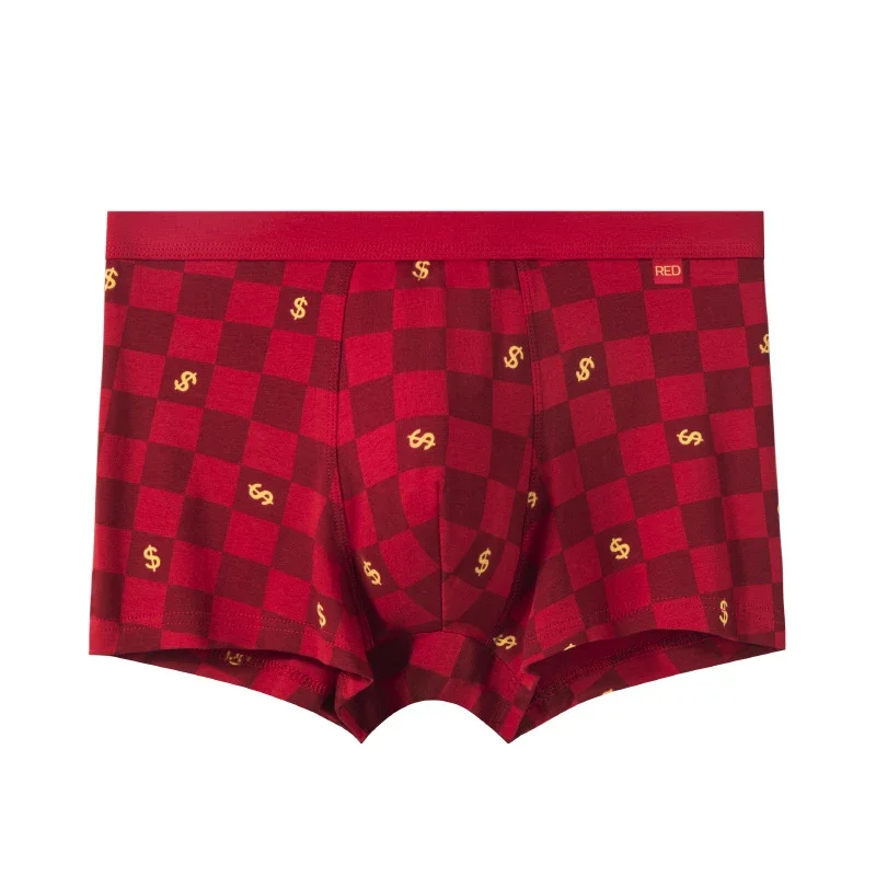 Red Cotton Men's Boxer Briefs