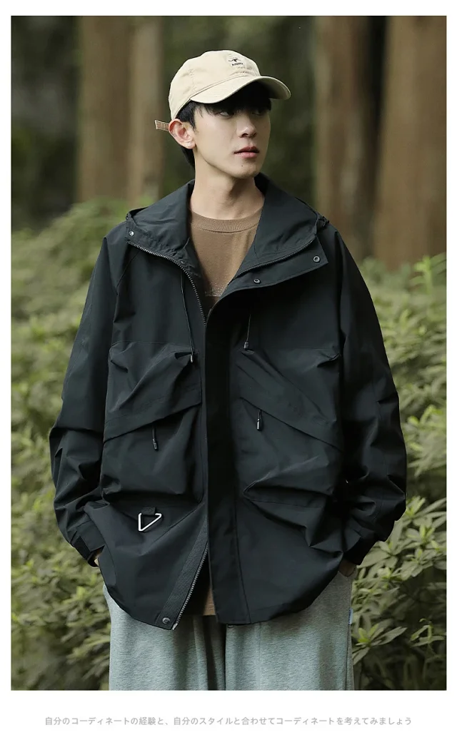Solid Outdoor Windproof Waterproof Hooded Jacket Detail