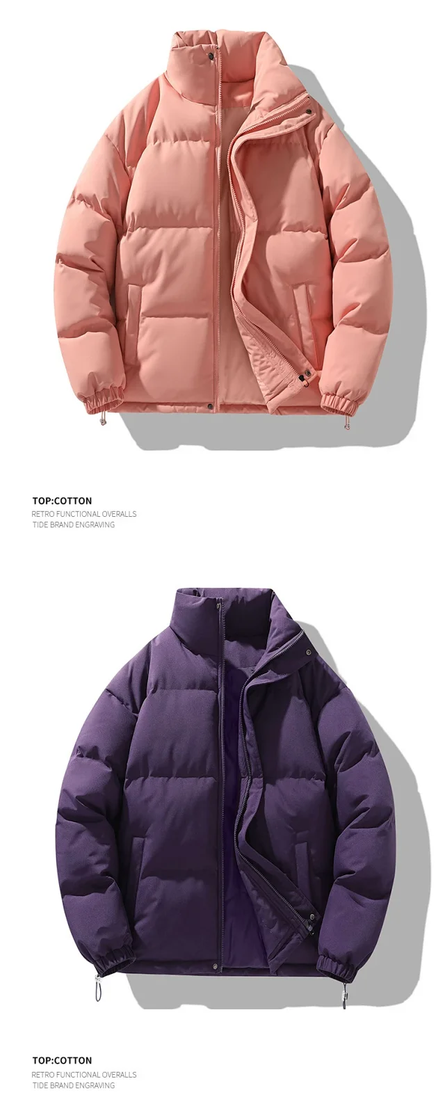 Winter New Collar Cotton Padded Jacket Couple Bread Coat Detail