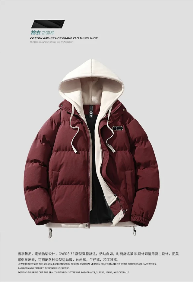 2025 Winter Men's Hooded Cotton Coat Detail