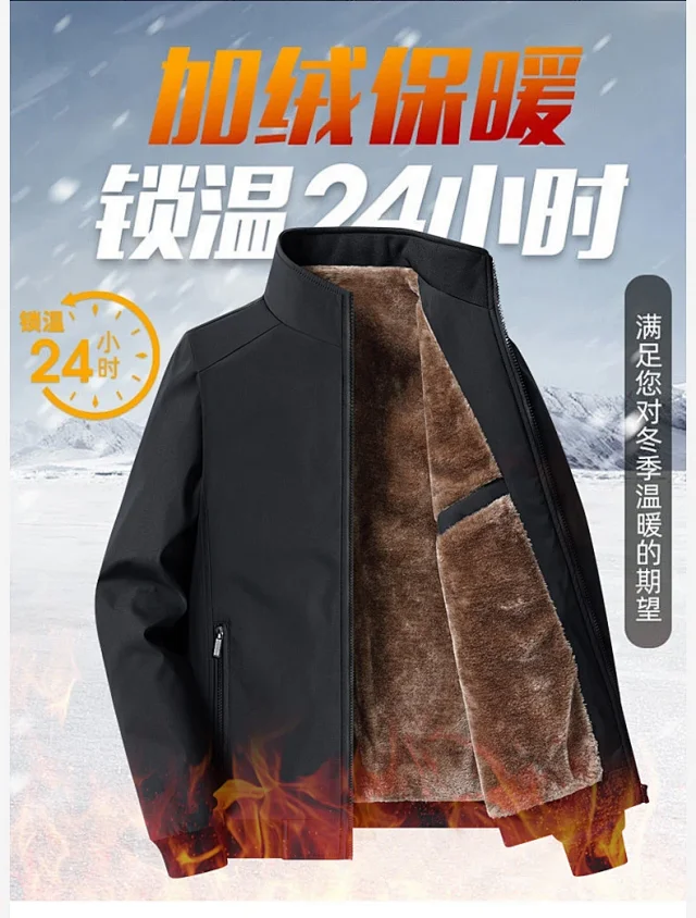 2025 Men's Fleece-lined Collar Jacket Detail