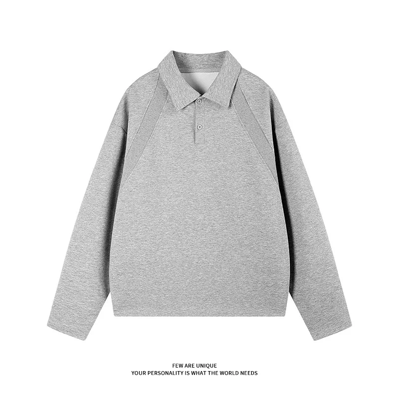 Men's Retro Patchwork Polo Long Sleeve T-shirt