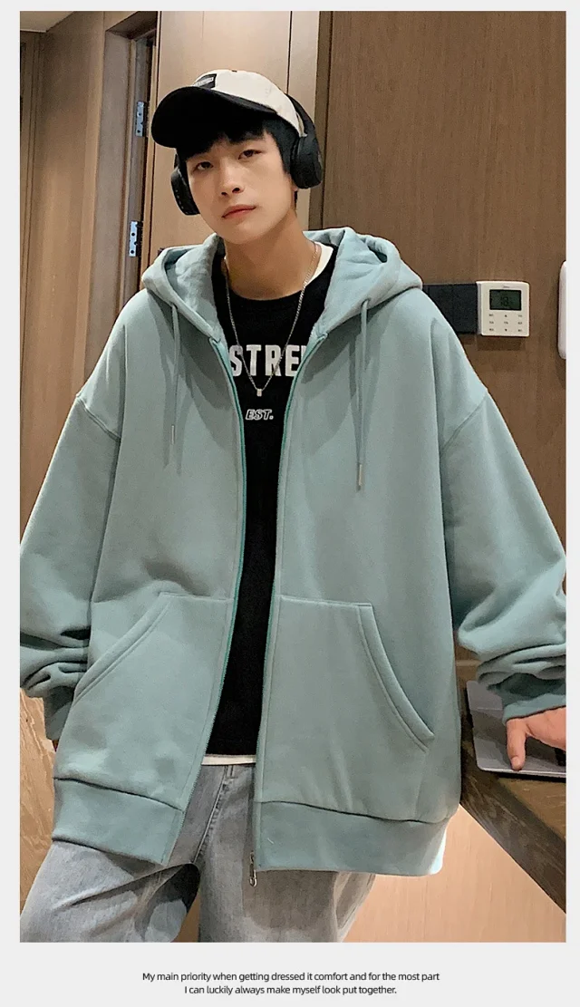 Fleece Men's Hooded Cardigan Detail