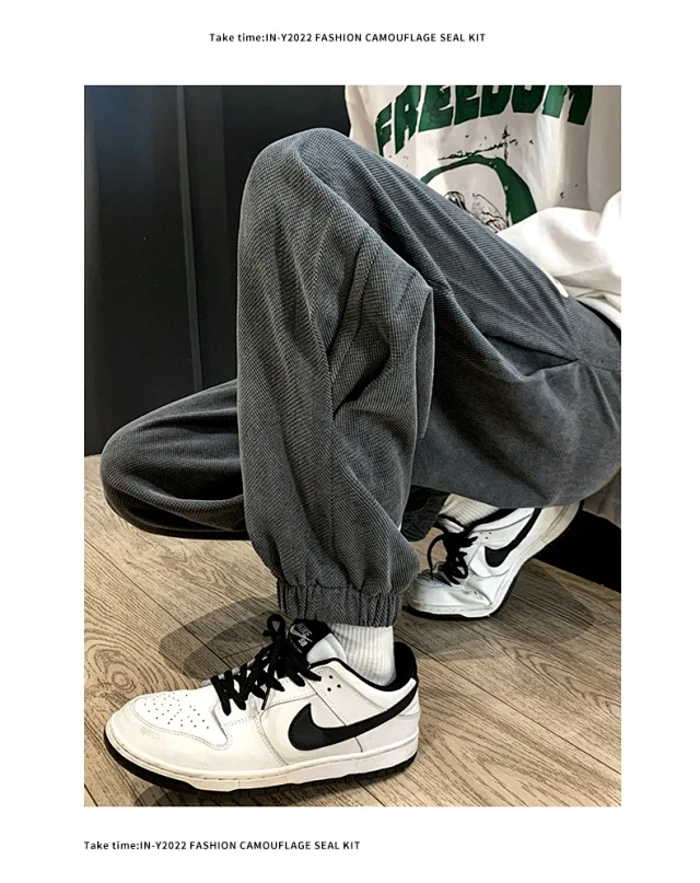 Autumn Mens Retro Loose Tapered Pants Detail