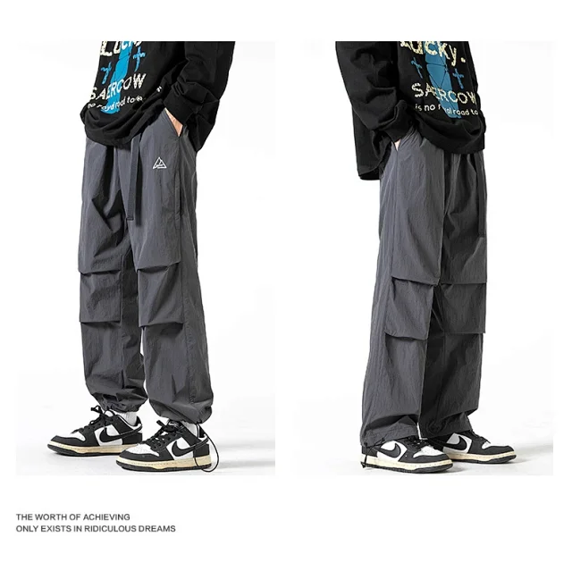 Autumn Men's Parachute Cargo Pants Detail