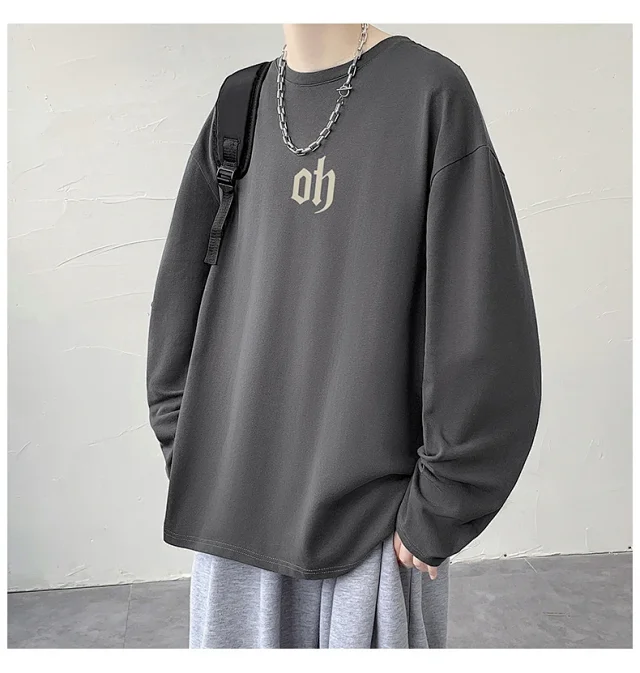 Autumn New Hong Kong Style Cotton T-shirt Detail