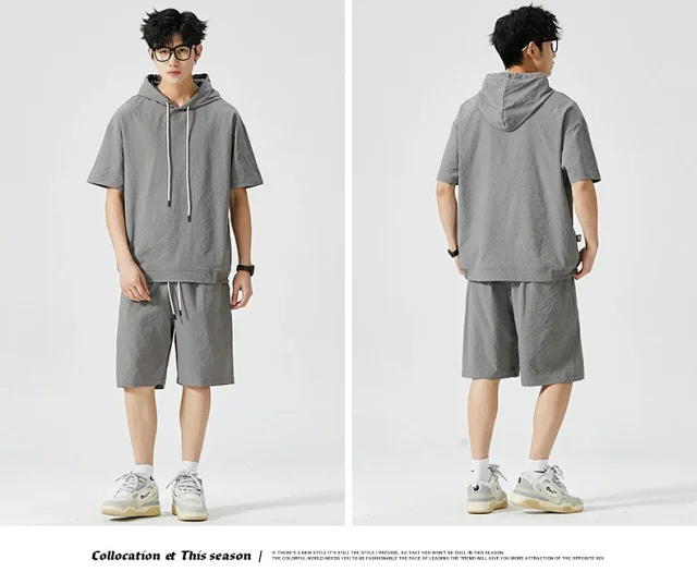 Men's Summer Hoodie & Shorts Set Detail