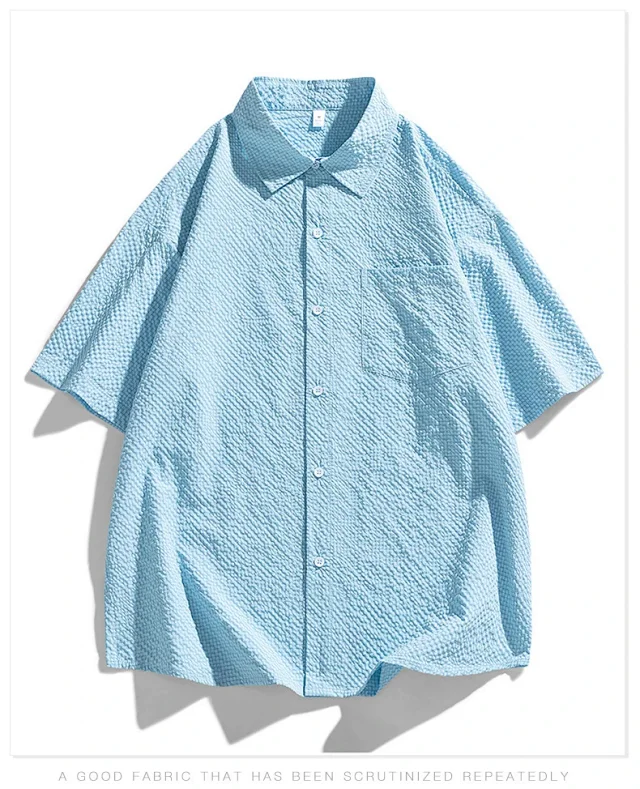 Summer New American Retro Short Sleeve Shirt Unisex Detail