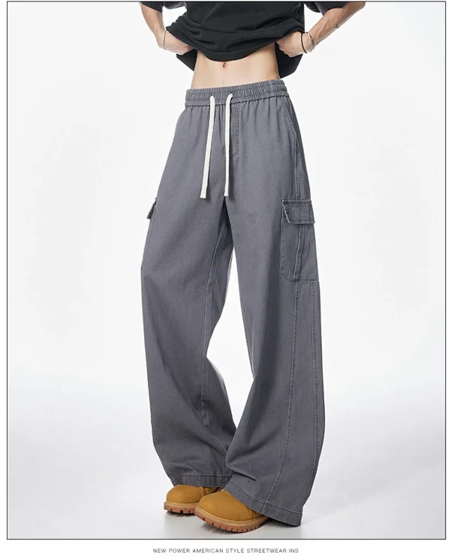 Unisex Vintage Cotton Cargo Pants Detail
