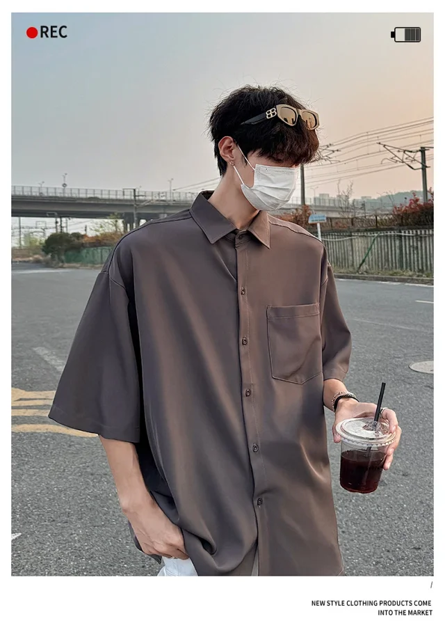 New Solid Ice Silk Shirt Coat Detail
