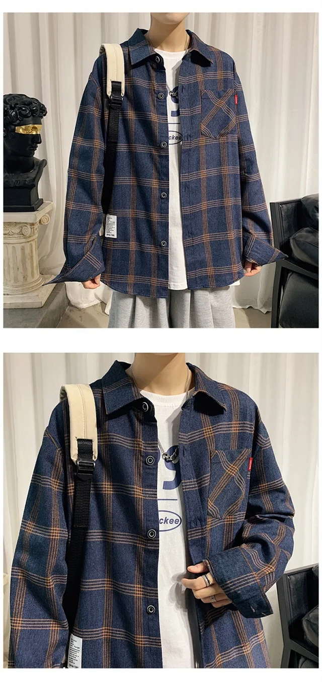Men's Long Sleeve Plaid Shirt Detail