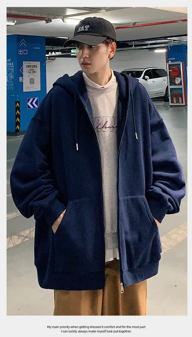 Fleece Men's Hooded Cardigan Detail