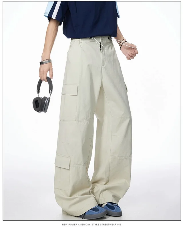 Unisex Retro Cotton Cargo Pants Detail