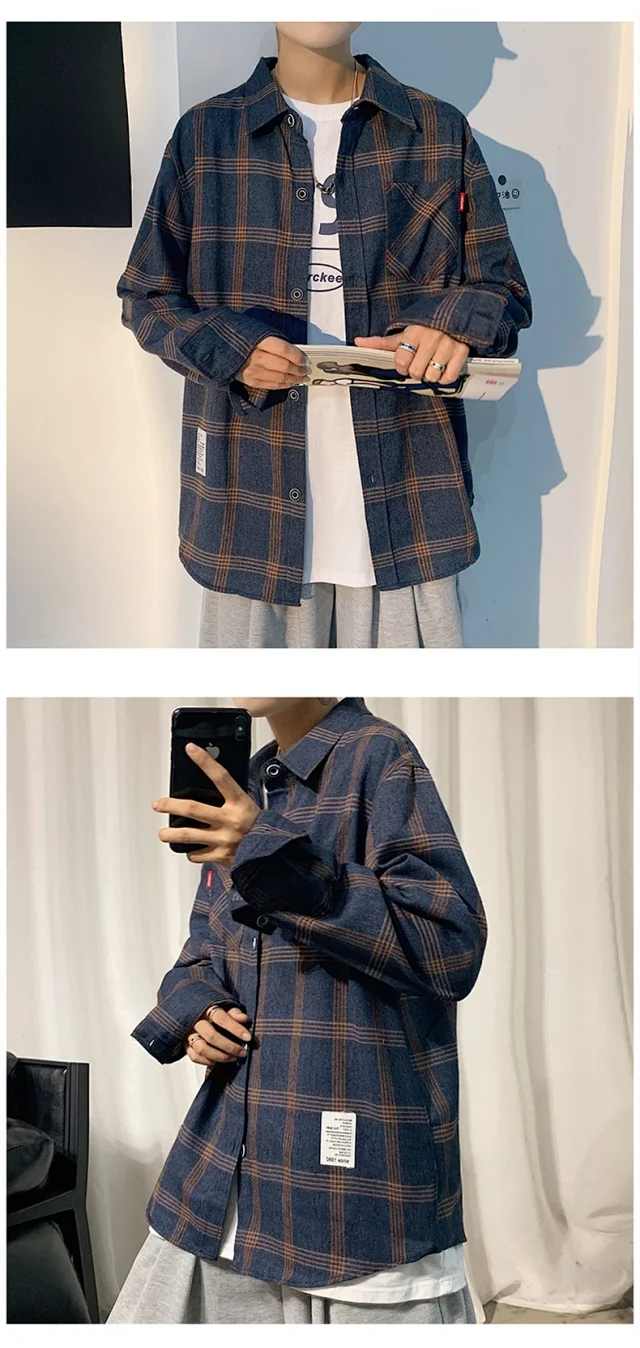 Men's Long Sleeve Plaid Shirt Detail