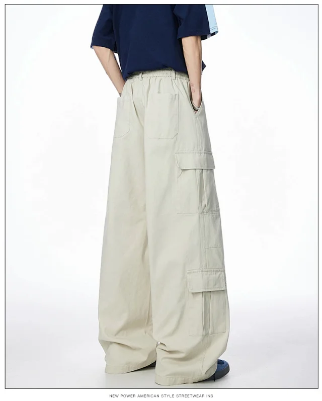 Unisex Retro Cotton Cargo Pants Detail