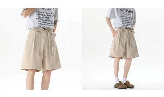 Men's Summer New Solid Color Five-point Shorts Detail