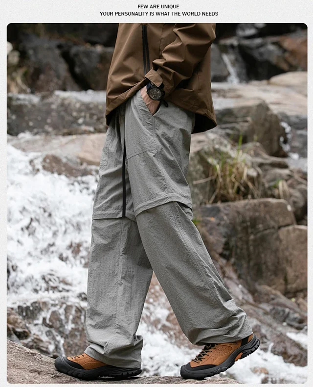 Japanese Loose Workwear Summer Wide Leg Trousers Detail