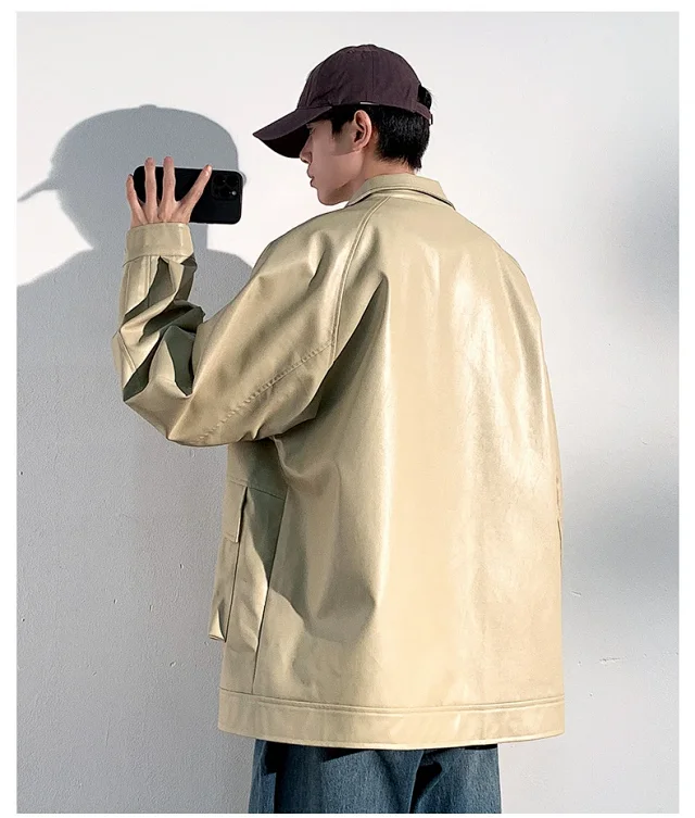 2025 Fall PU Leather Jacket for Men Detail