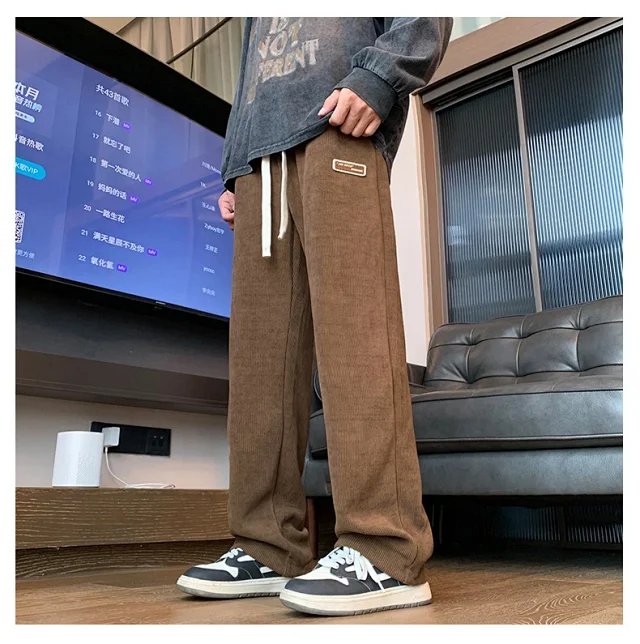 Autumn New Japanese Retro Corduroy Wide Leg Pants for Men Detail