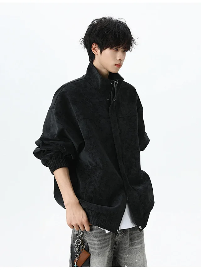 Retro PU Leather Jacket for Couples Detail