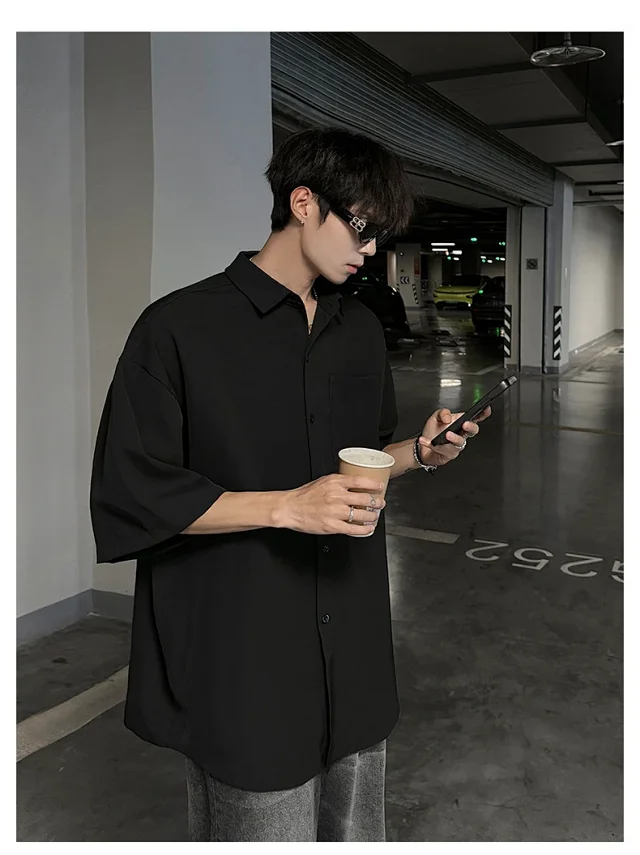 New Solid Ice Silk Shirt Coat Detail