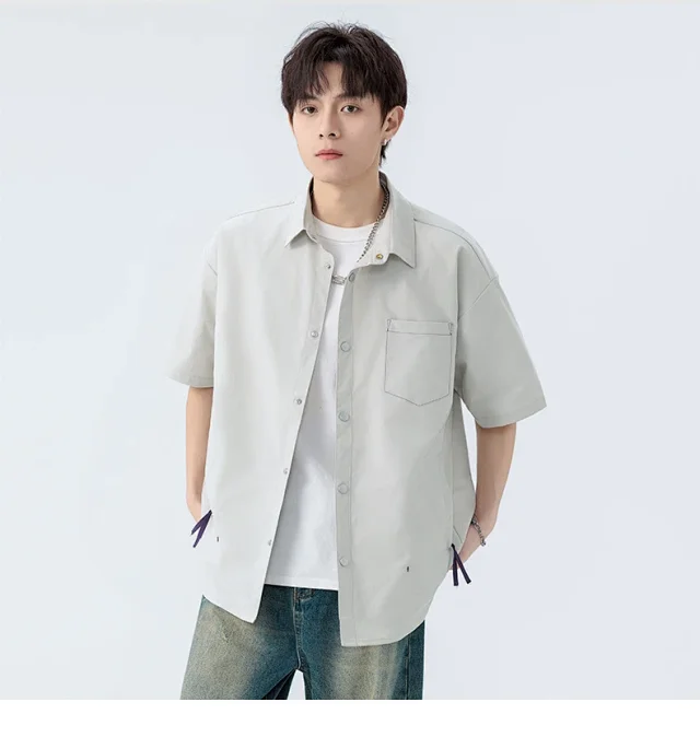 Men's Summer Short-sleeve Hong Kong-style Shirt Detail