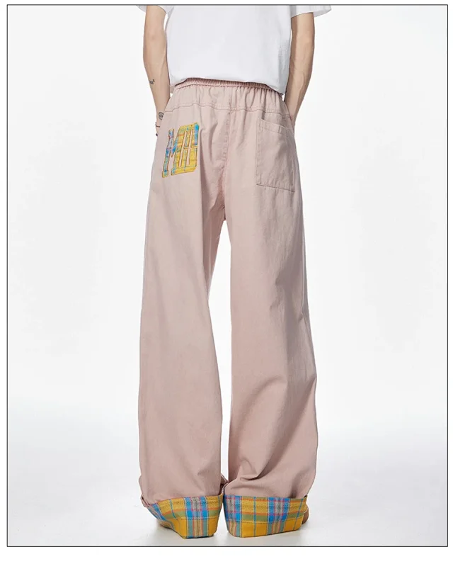 Men's Retro Loose Plaid Pants Detail